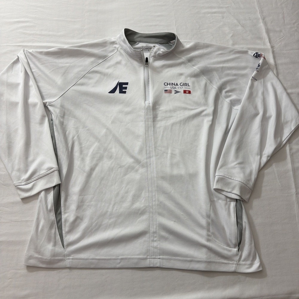 Team USA Olympic White Zippered Track Quarter Zip Rowing Team China Girl Gym Fit